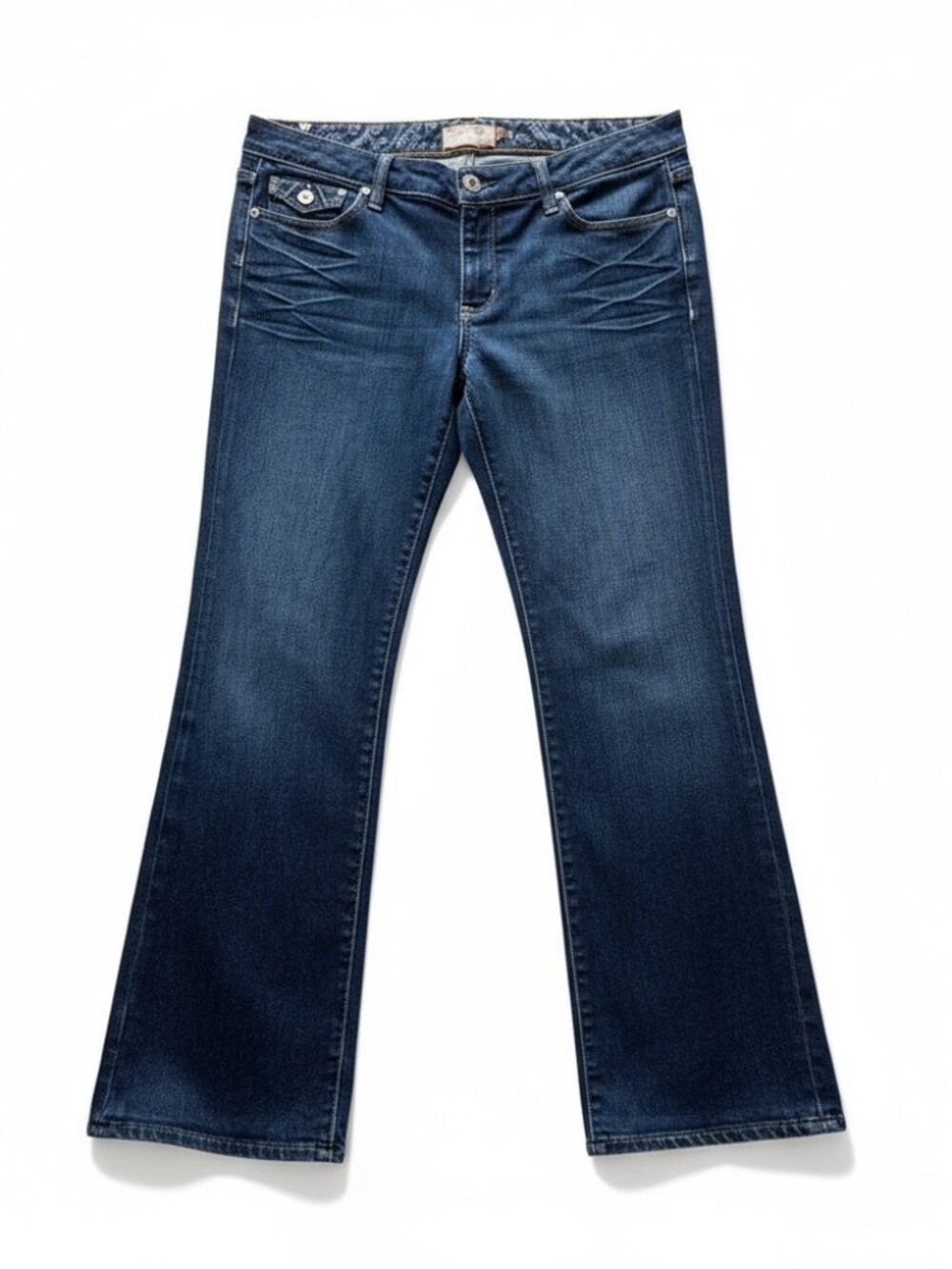PAIGE Fairfax Flap Vintage Y2K Low Rise Bootcut Jeans Dark Wash - 32